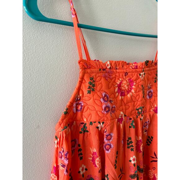 Anthropologie Dress Women's Medium Orange Maxi Floral Quilted Long Boho NWT - Picture 2 of 7
